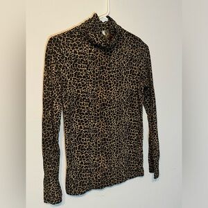 J. Crew Leopard Print Tissue Long Sleeve Turtleneck